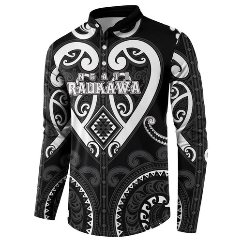 Custom Aotearoa Ngati Raukawa Button Sweatshirt Maori Tribal Pattern