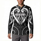 Custom Aotearoa Ngati Raukawa Button Sweatshirt Maori Tribal Pattern