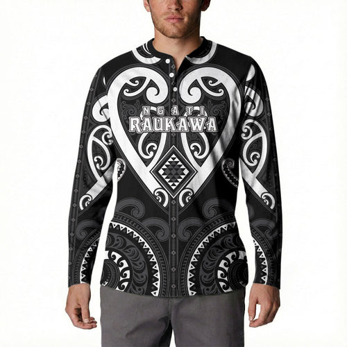 Custom Aotearoa Ngati Raukawa Button Sweatshirt Maori Tribal Pattern