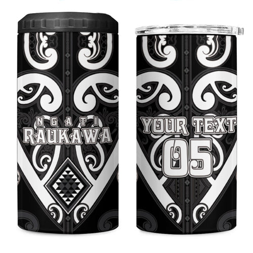 Custom Aotearoa Ngati Raukawa 4 in 1 Can Cooler Tumbler Maori Tribal Pattern