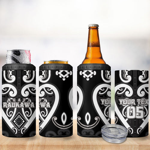 Custom Aotearoa Ngati Raukawa 4 in 1 Can Cooler Tumbler Maori Tribal Pattern