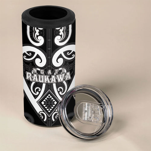 Custom Aotearoa Ngati Raukawa 4 in 1 Can Cooler Tumbler Maori Tribal Pattern