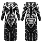 Custom Aotearoa Ngati Raukawa Couples Matching Long Sleeve Bodycon Dress and Hawaiian Shirt Maori Tribal Pattern
