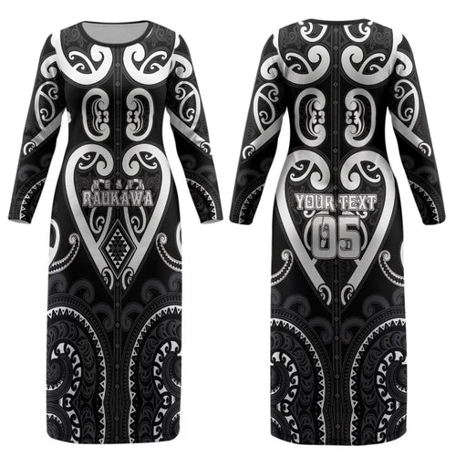 Custom Aotearoa Ngati Raukawa Couples Matching Long Sleeve Bodycon Dress and Hawaiian Shirt Maori Tribal Pattern