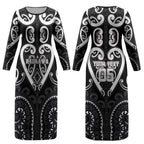 Custom Aotearoa Ngati Raukawa Couples Matching Long Sleeve Bodycon Dress and Long Sleeve Button Shirt Maori Tribal Pattern