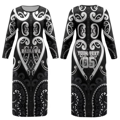 Custom Aotearoa Ngati Raukawa Couples Matching Long Sleeve Bodycon Dress and Long Sleeve Button Shirt Maori Tribal Pattern