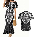 Custom Aotearoa Ngati Raukawa Couples Matching Mermaid Dress and Hawaiian Shirt Maori Tribal Pattern