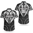 Custom Aotearoa Ngati Raukawa Couples Matching Off Shoulder Maxi Dress and Hawaiian Shirt Maori Tribal Pattern