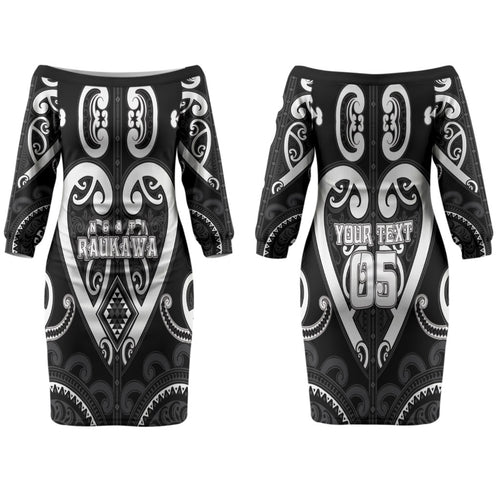 Custom Aotearoa Ngati Raukawa Couples Matching Off The Shoulder Long Sleeve Dress and Hawaiian Shirt Maori Tribal Pattern