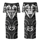 Custom Aotearoa Ngati Raukawa Couples Matching Puletasi and Long Sleeve Button Shirt Maori Tribal Pattern