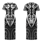 Custom Aotearoa Ngati Raukawa Couples Matching Short Sleeve Bodycon Dress and Hawaiian Shirt Maori Tribal Pattern