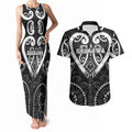 Custom Aotearoa Ngati Raukawa Couples Matching Tank Maxi Dress and Hawaiian Shirt Maori Tribal Pattern