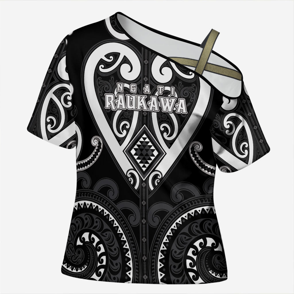 Custom Aotearoa Ngati Raukawa Cross Shoulder Shirt Maori Tribal Pattern
