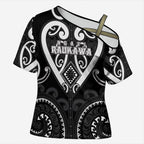 Custom Aotearoa Ngati Raukawa Cross Shoulder Shirt Maori Tribal Pattern