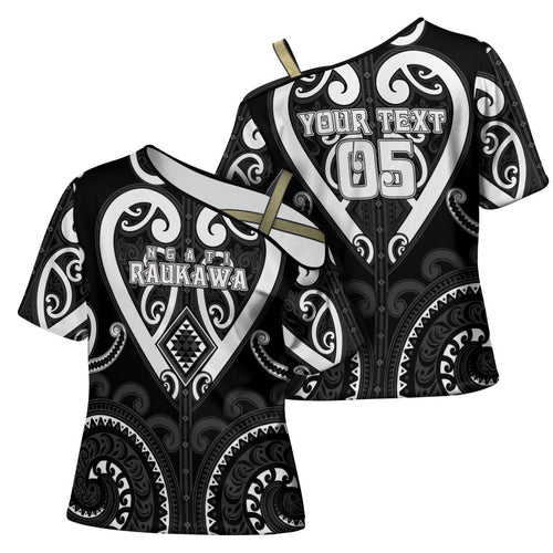 Custom Aotearoa Ngati Raukawa Cross Shoulder Shirt Maori Tribal Pattern