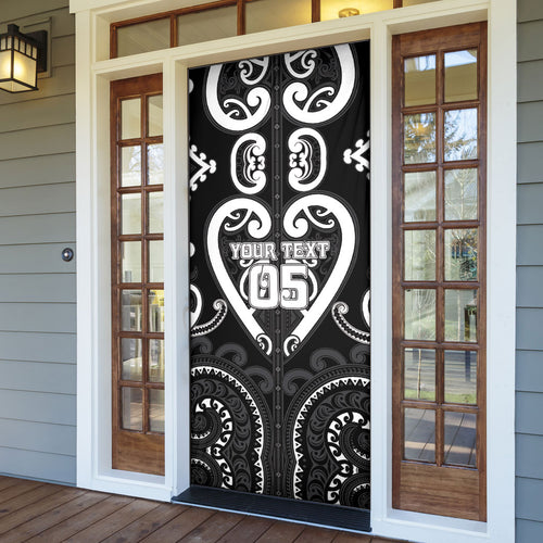 Custom Aotearoa Ngati Raukawa Door Cover Maori Tribal Pattern