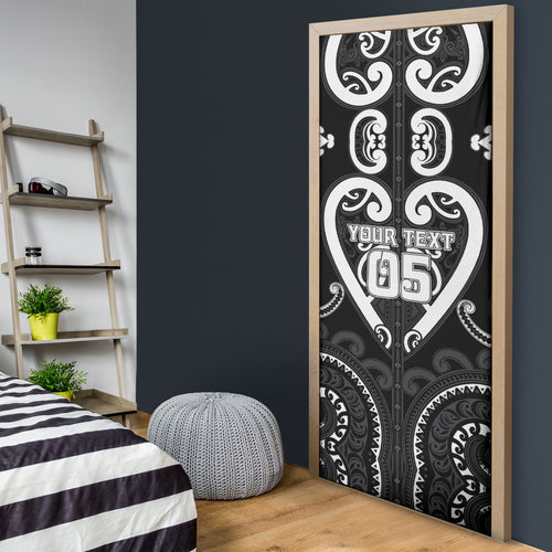 Custom Aotearoa Ngati Raukawa Door Cover Maori Tribal Pattern