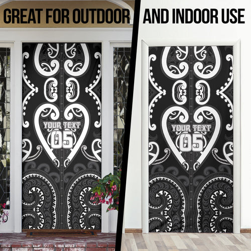 Custom Aotearoa Ngati Raukawa Door Cover Maori Tribal Pattern