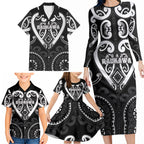 Custom Aotearoa Ngati Raukawa Family Matching Long Sleeve Bodycon Dress and Hawaiian Shirt Maori Tribal Pattern