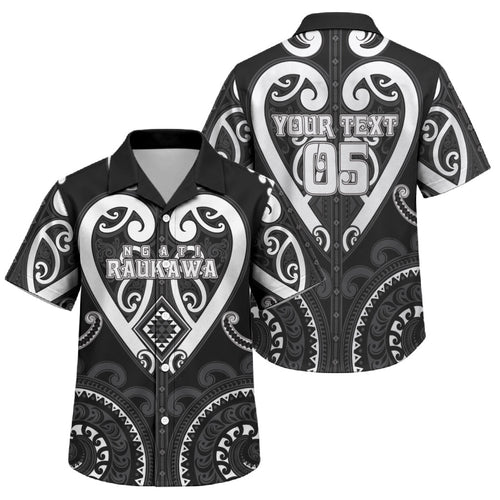 Custom Aotearoa Ngati Raukawa Family Matching Off Shoulder Short Dress and Hawaiian Shirt Maori Tribal Pattern