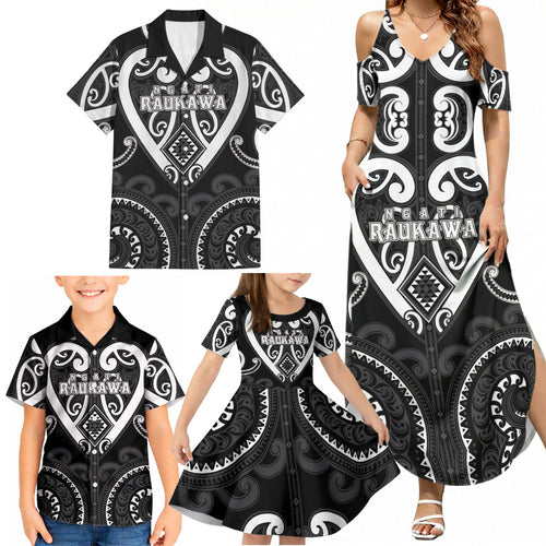 Custom Aotearoa Ngati Raukawa Family Matching Summer Maxi Dress and Hawaiian Shirt Maori Tribal Pattern