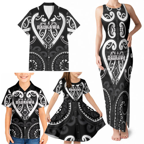 Custom Aotearoa Ngati Raukawa Family Matching Tank Maxi Dress and Hawaiian Shirt Maori Tribal Pattern