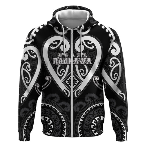 Custom Aotearoa Ngati Raukawa Hoodie Maori Tribal Pattern