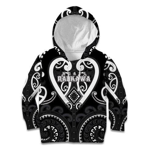 Custom Aotearoa Ngati Raukawa Kid Hoodie Maori Tribal Pattern