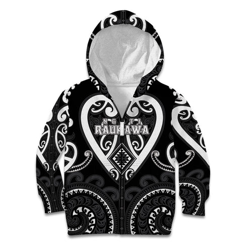 Custom Aotearoa Ngati Raukawa Kid Hoodie Maori Tribal Pattern