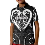 Custom Aotearoa Ngati Raukawa Kid Polo Shirt Maori Tribal Pattern