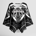 Custom Aotearoa Ngati Raukawa Kimono Sleeve Blouse Maori Tribal Pattern
