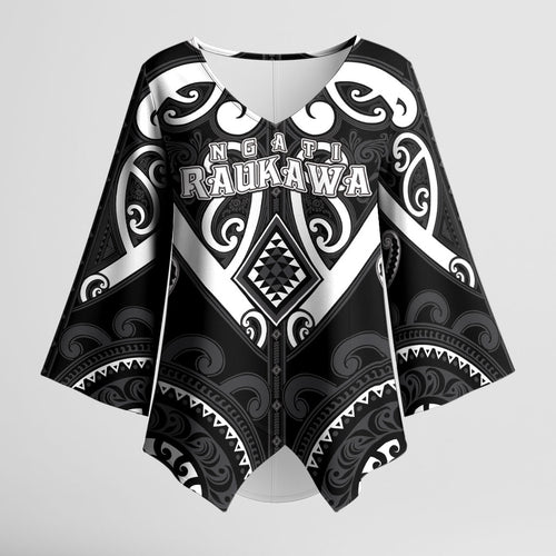 Custom Aotearoa Ngati Raukawa Kimono Sleeve Blouse Maori Tribal Pattern