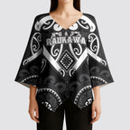Custom Aotearoa Ngati Raukawa Kimono Sleeve Blouse Maori Tribal Pattern