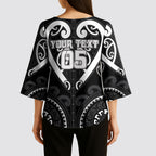 Custom Aotearoa Ngati Raukawa Kimono Sleeve Blouse Maori Tribal Pattern