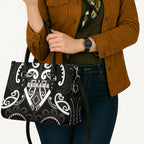 Aotearoa Ngati Raukawa Leather Bag Maori Tribal Pattern