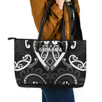 Aotearoa Ngati Raukawa Leather Tote Bag Maori Tribal Pattern