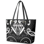 Aotearoa Ngati Raukawa Leather Tote Bag Maori Tribal Pattern