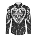 Custom Aotearoa Ngati Raukawa Long Sleeve Button Shirt Maori Tribal Pattern