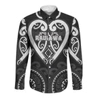 Custom Aotearoa Ngati Raukawa Long Sleeve Button Shirt Maori Tribal Pattern