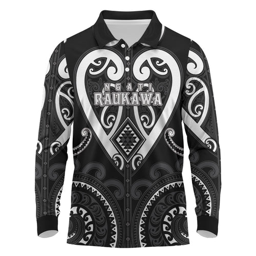 Custom Aotearoa Ngati Raukawa Long Sleeve Polo Shirt Maori Tribal Pattern