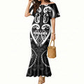 Custom Aotearoa Ngati Raukawa Mermaid Dress Maori Tribal Pattern