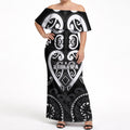 Custom Aotearoa Ngati Raukawa Off Shoulder Maxi Dress Maori Tribal Pattern