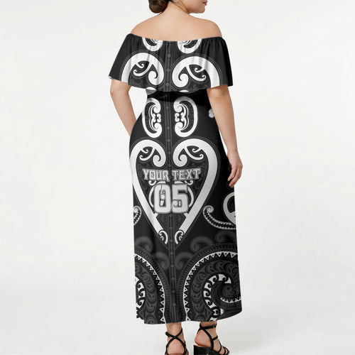 Custom Aotearoa Ngati Raukawa Off Shoulder Maxi Dress Maori Tribal Pattern