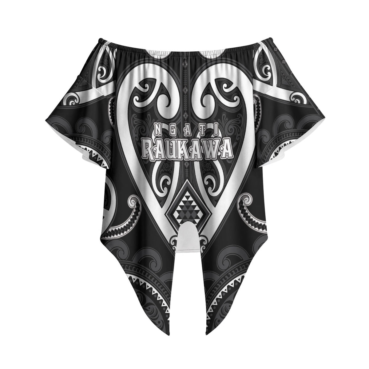 Custom Aotearoa Ngati Raukawa Off Shoulder Wrap Waist Top Maori Tribal Pattern