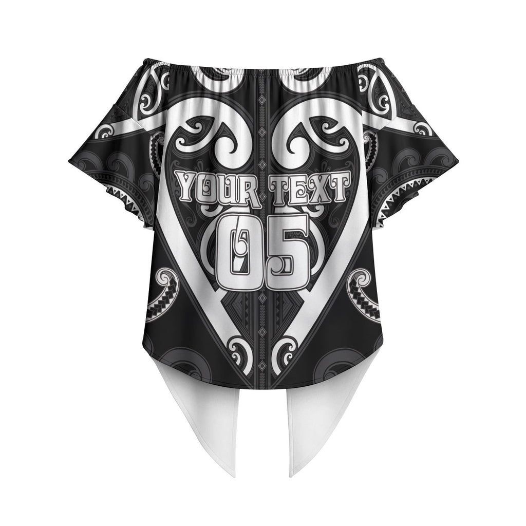 Custom Aotearoa Ngati Raukawa Off Shoulder Wrap Waist Top Maori Tribal Pattern