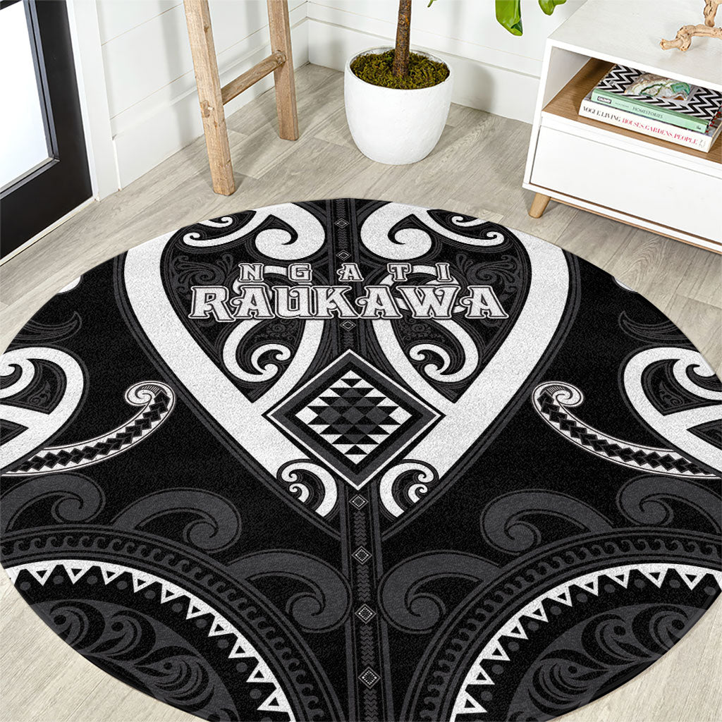 Aotearoa Ngati Raukawa Round Carpet Maori Tribal Pattern