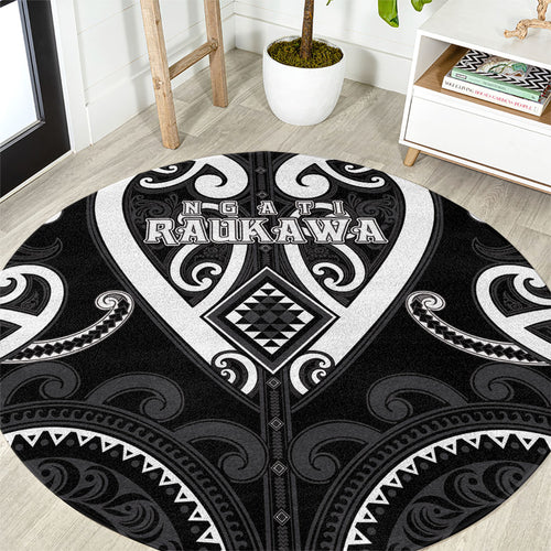 Aotearoa Ngati Raukawa Round Carpet Maori Tribal Pattern