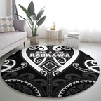 Aotearoa Ngati Raukawa Round Carpet Maori Tribal Pattern