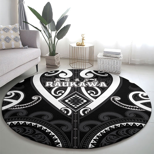 Aotearoa Ngati Raukawa Round Carpet Maori Tribal Pattern