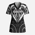Custom Aotearoa Ngati Raukawa Scrub Top Maori Tribal Pattern